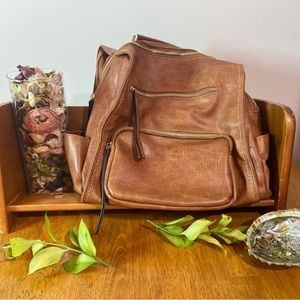 Faux-leather mini backpack